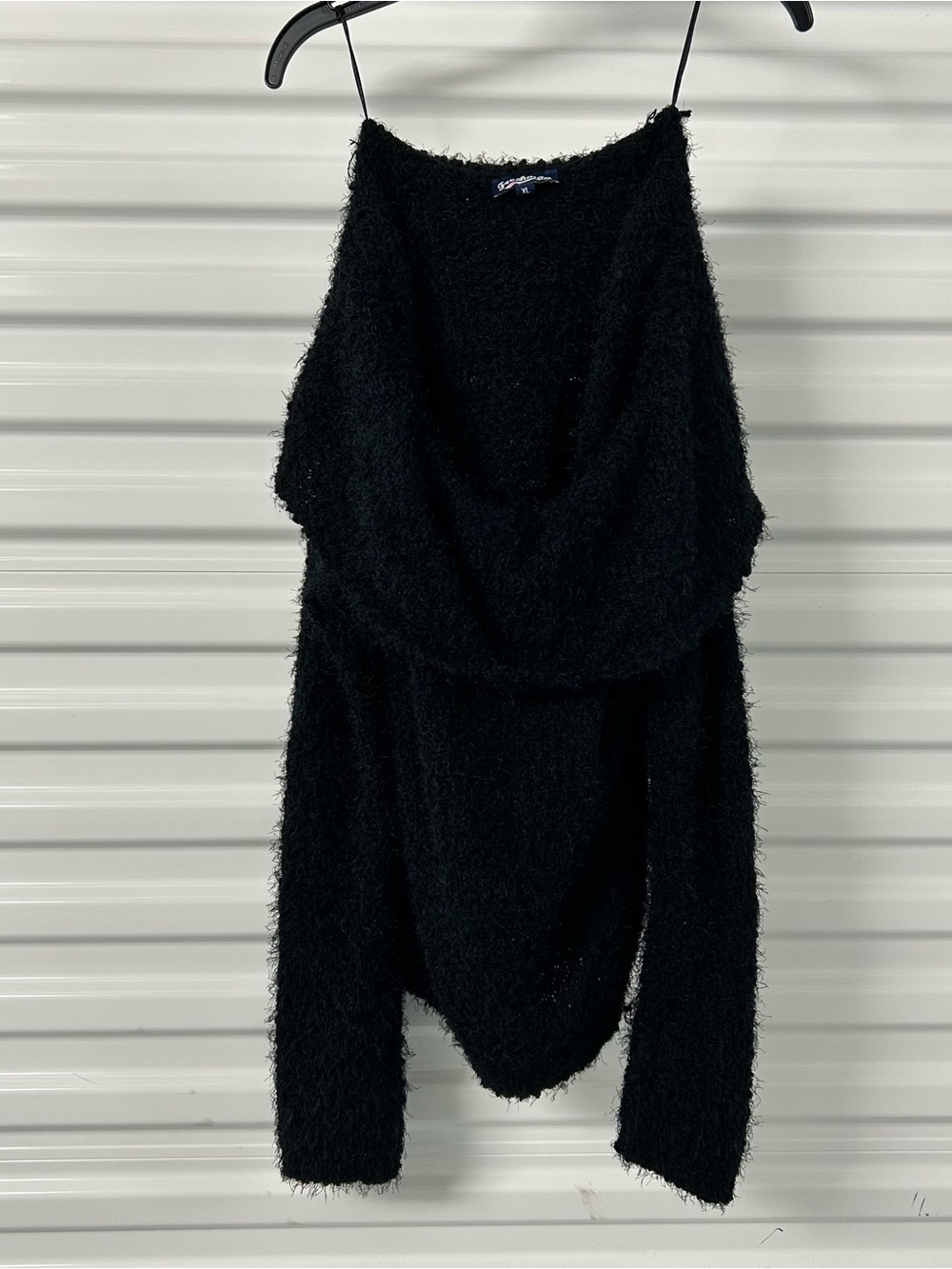 Cozy Black Fuzzy V-Neck Women's Sweater